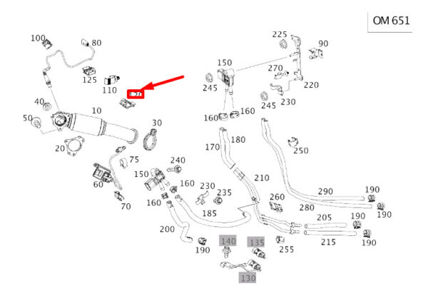 A0005462075 - Mercedes-Benz CLA C117 Nox Sensor Line To Shield Clamp A0005462075 NEW ORIGINAL