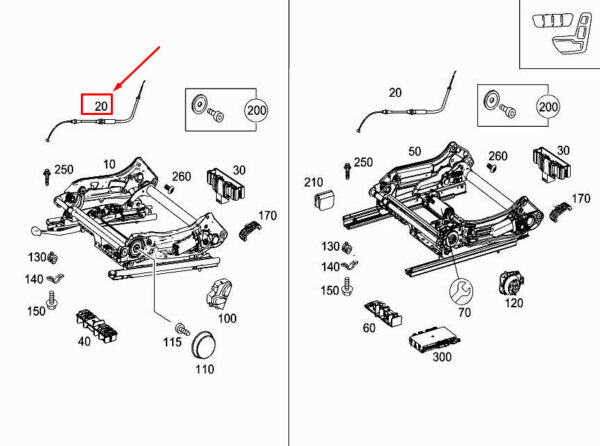 A0007800089 - NEW MERCEDES-BENZ E CONVERTIBLE A207 FRONT SEAT ADJUSTMENT CABLE A0007800089 ORIGINAL