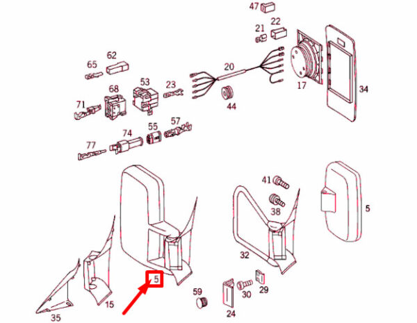 A0008115430 - NEW MB SPRINTER W903 FRONT RIGHT DOOR MIRROR OTR LHD A0008115430 ORIGINAL