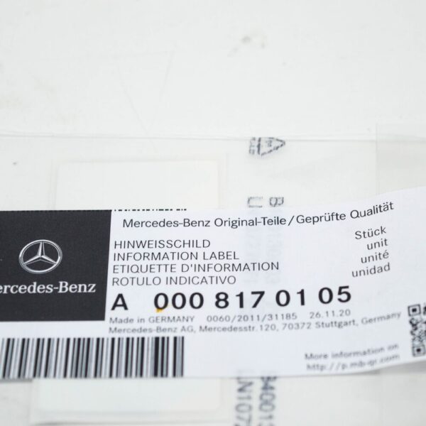 A0008170105 - Mercedes-Benz S W222 Sign A0008170105 NEW ORIGINAL