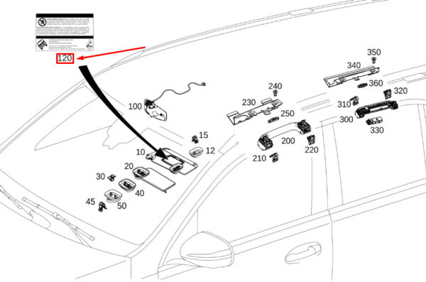 A0008176101 - New MERCEDES-BENZ GLE W167 sun Visor Information Label A0008176101