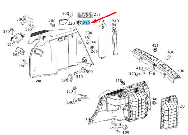 A0008206251 - NEW MERCEDES-BENZ C W204 TRUNK RIGHT COVERING SOCKET A0008206251 ORIGINAL