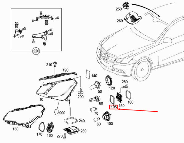 A0008262100 - New MERCEDES-BENZ E Cabrio A207 Front Light Housing Gasket A0008262100