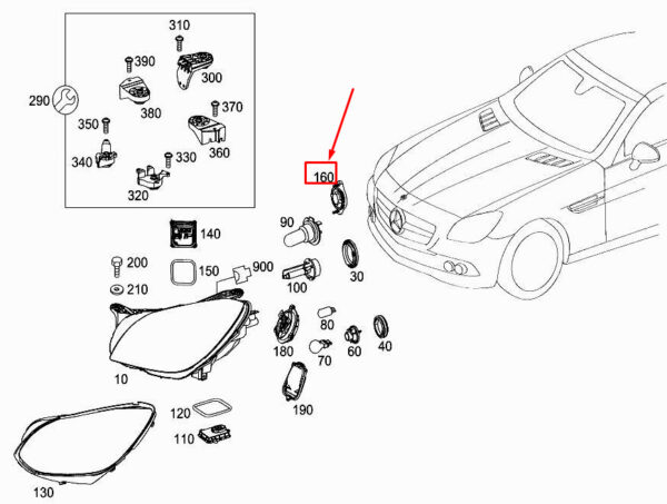 A0008263000 - NEW MERCEDES-BENZ SLK R172 RIGHT LIGHTING PROTECTIVE COVER A0008263000