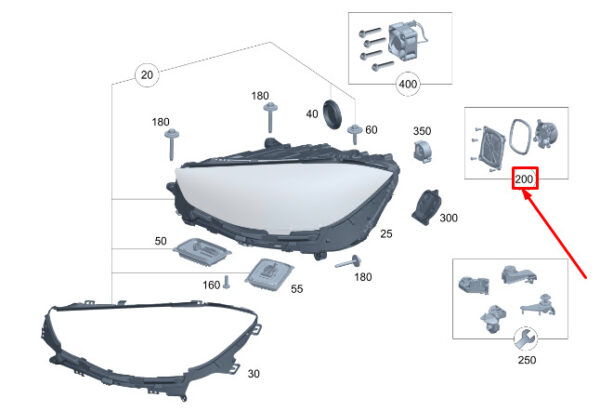 A0008263600 - New Mercedes-Benz S W223 Headlight With Fan Cover A0008263600 Genuine