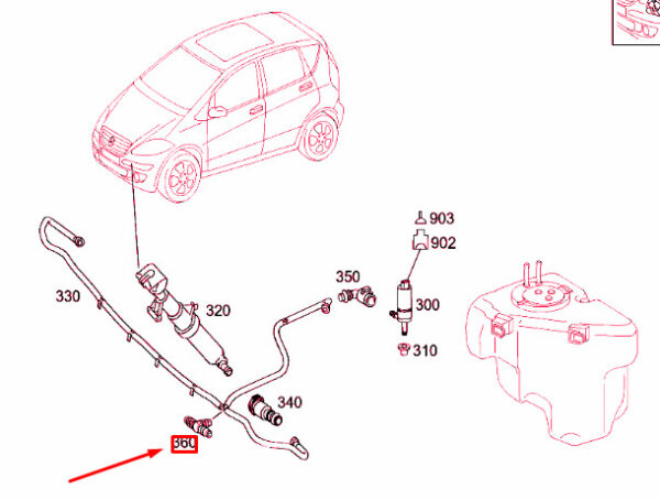 A0008691222 - NEW MERCEDES-BENZ A W169 HEADLIGHT WASHER PIPE DISTRIBUTOR A0008691222 ORIGINAL