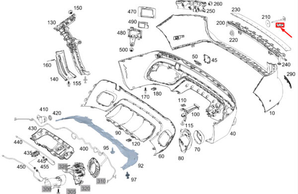A0008850200 - NEW MB GLB X247 REAR BUMPER DECK AID RAIL A0008850200 GENUINE