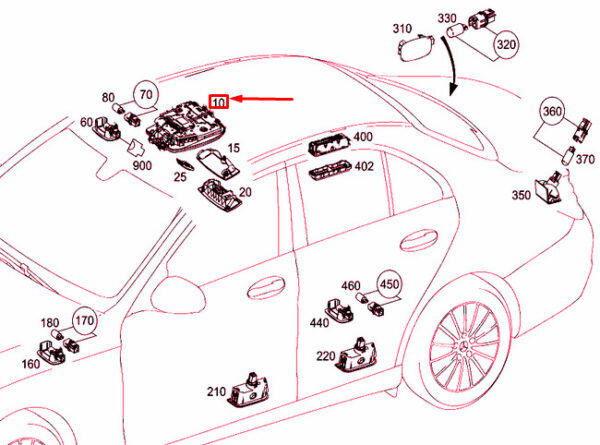 A00090086079051 - NEW MB C W205 ROOF MOUNTED OPERATING CONTROL UNIT A00090086079051