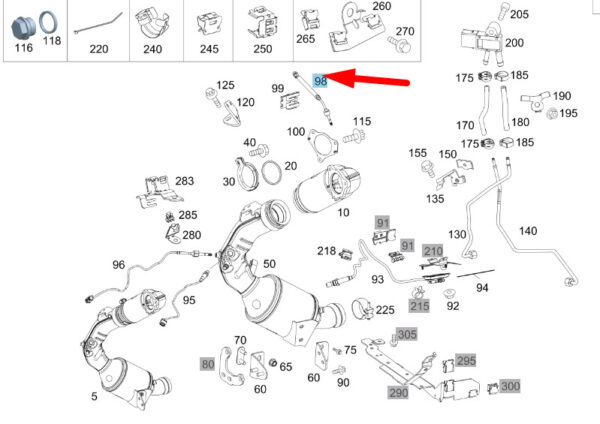 A0009050632 - NEW MB E W212 GRONT EXHAUST GAS TEMPERATURE SENSOR A0009050632 ORIGINAL
