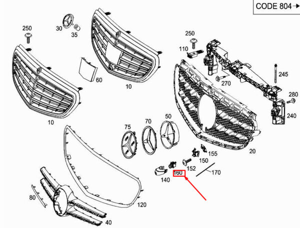 A0009053804 - NEW MERCEDES-BENZ E W212 FRONT SURROUND VIEW CAMERA A0009053804