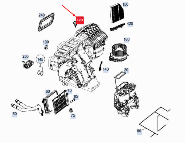 A0009055207 - NEW MERCEDES-BENZ GLE W167 EVAPORATOR MOISTURE SENSOR A0009055207 ORIGINAL