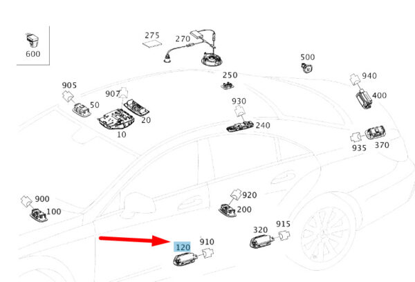 A00090613358R73 - NEW MERCEDES-BENZ S W222 FRONT DOOR LIGHTING A00090613358R73 ORIGINAL