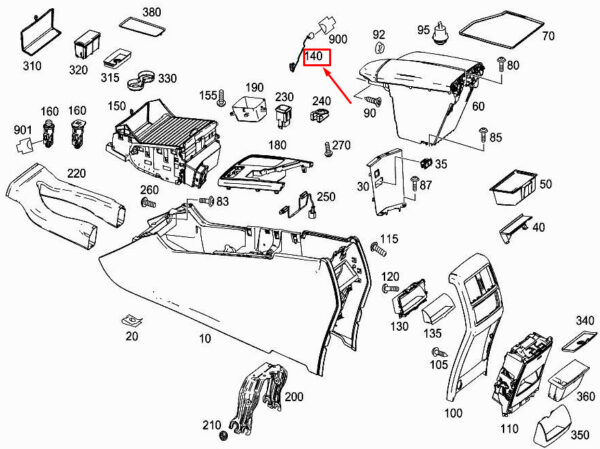 A0009062235 - NEW MERCEDES-BENZ ML W166 ARMREST INTERIOR LAMP A0009062235