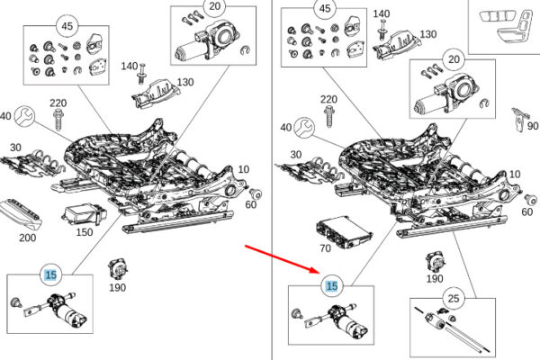 A0009102209 - NEW MB C W205 FRONT SEAT LEFT INCLINATION ADJUST. PARTS KIT A0009102209 ORIGINAL