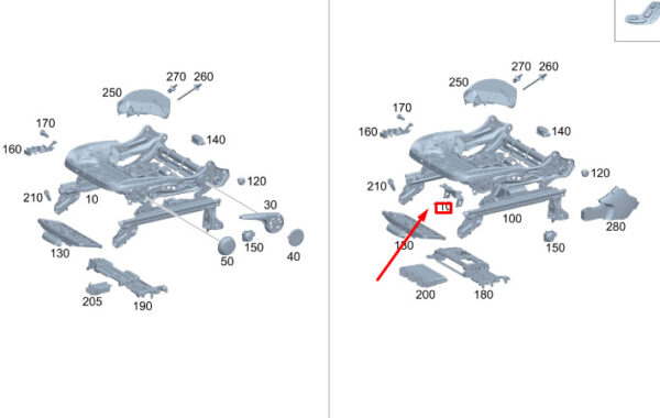 A0009110700 - NEW MB GLA H247 FRONT SEAT LOWER BASE ANGLE BRACKET LHD A0009110700