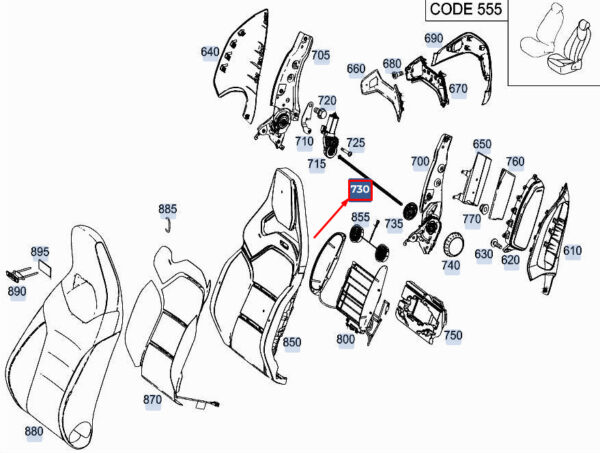 A0009120800 - New MERCEDES-BENZ A W177 Front Left Backrest Adjuster Shaft A0009120800