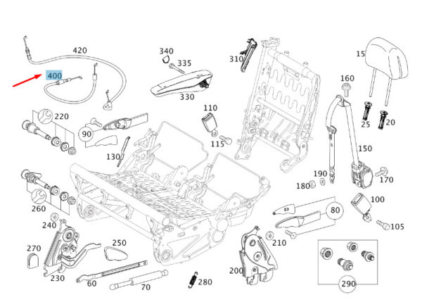 A0009180231 - MB VITO W447 two-seater rear backrest adjustable. Cable A0009180231 NEW ORIGINAL