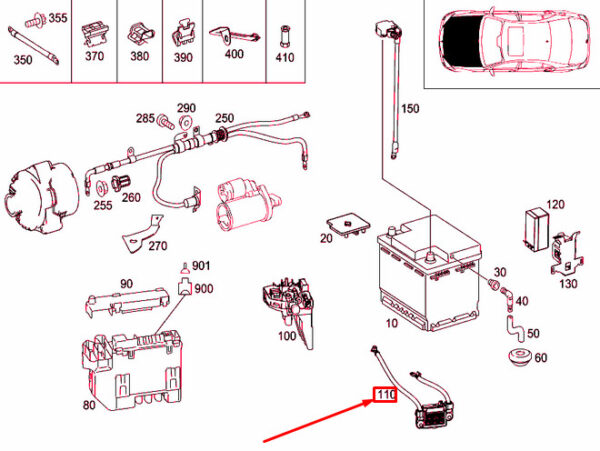 A0009822423 - NEW MERCEDES-BENZ S W221 STARTING MOTOR BATTERY RELAY RHD A0009822423 OEM