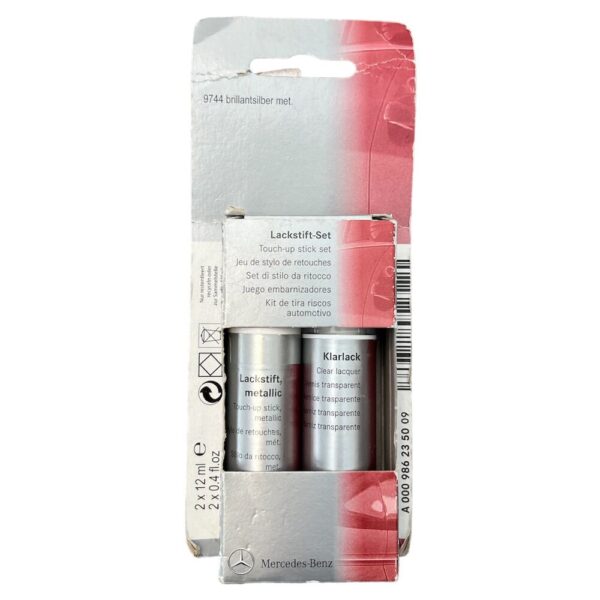 A0009862350099744 - Mercedes-Benz Touch Up Paint Stick Glossy Metallic Silver Authentic