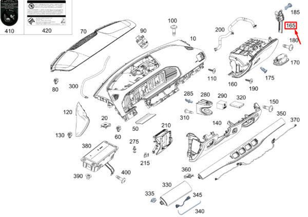 A0009880803 - NEW MB GLE W167 GLOVE COMPARTMENT ROTATION DAMPER RHD A0009880803