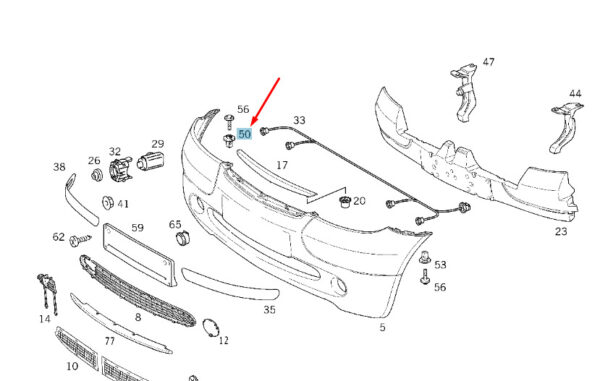 A0009888725 - MERCEDES-BENZ A W168 Front Bumper Dowel A0009888725 NEW GENUINE