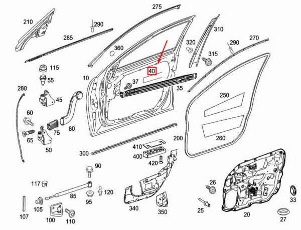 A000989068807 - NEW MERCEDES-BENZ SL R231 FRONT DOOR REINFORCEMENT DAMPING A000989068807