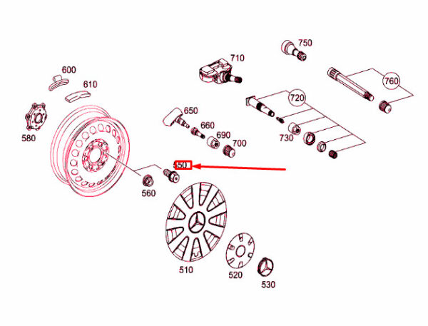 A0009902407 - Mercedes-Benz Sprinter 906 Wheel Screw A0009902407 NEW GENUINE