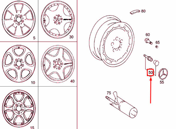 A0009904807 - NEW MERCEDES-BENZ SL R129 WHEEL BOLT A0009904807 ORIGINAL