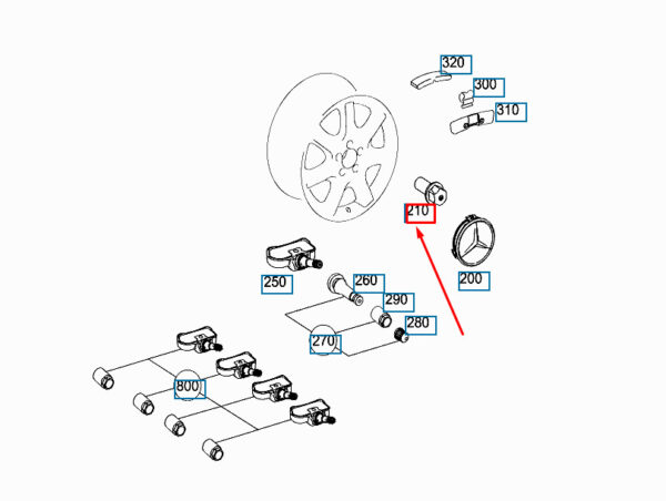 A0009905107 - MERCEDES-BENZ SLK R172 Wheel Bolt A0009905107 NEW GENUINE