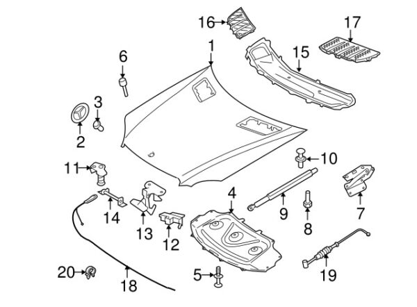 A0009906400 - Mercedes-Benz hood hinge bolt A0009906400