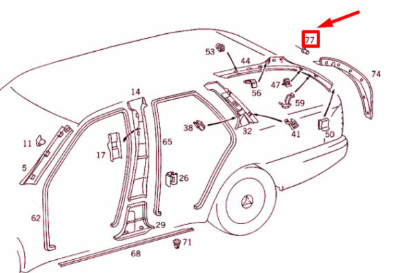 A0009908492 - New MERCEDES-BENZ C W202 Upper Trim Rivet A0009908492