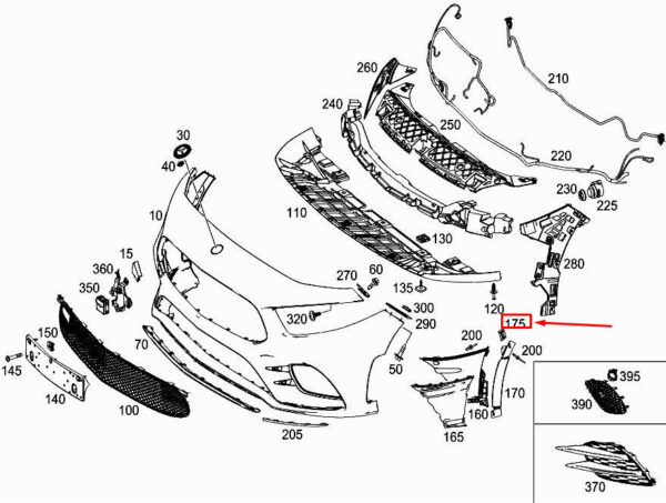 A0009910802 - NEW MERCEDES-BENZ A W177 FRONT BUMPER COVERED MOUNT A0009910802 ORIGINAL