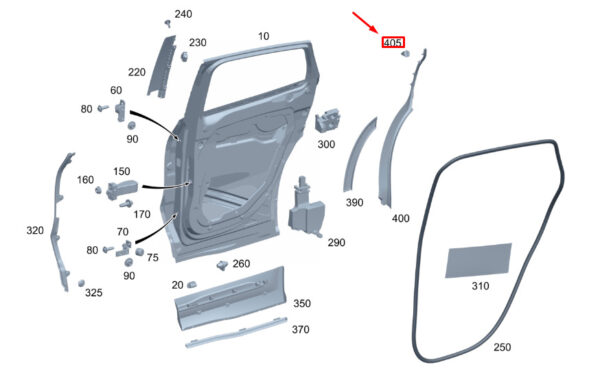 A0009914800 - New MB GLA H247 Rear Door Strip Mount Fastening Clip A0009914800