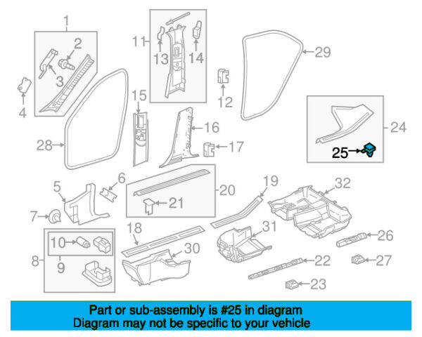 A0009916098 - Mercedes-Benz Rear Door Sill Plate Clip A0009916098