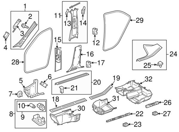 A0009916098 - Mercedes-Benz Rear Door Sill Plate Clip A0009916098