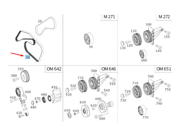 A0009931895 - MB Sprinter W906 V-belt for Air Conditioning Front A0009931895, Original Part