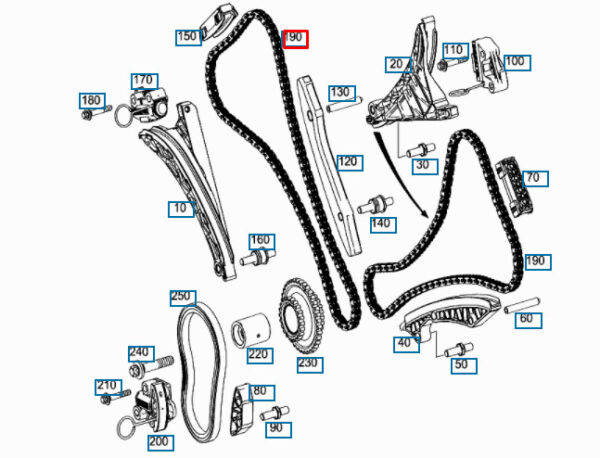 A0009932978 - Mercedes-Benz SLC R172 Engine Control Chain A0009932978 NEW ORIGINAL