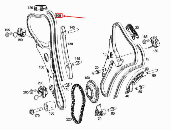 A0009934678 - NEW MERCEDES-BENZ S W222 RIGHT ENGINE TIMING TOOTH CHAIN A0009934678 ORIGINAL