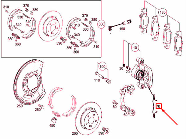 A0009934707 - NEW MERCEDES-BENZ C W204 REAR BRAKE SHOE SPRING A0009934707