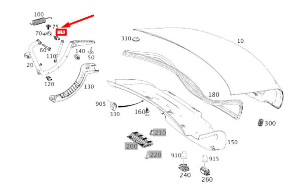 A0009939360 - MERCEDES-BENZ S W222 TRUNK LID FOR STRENGTHENING BALL BOLTS A0009939360