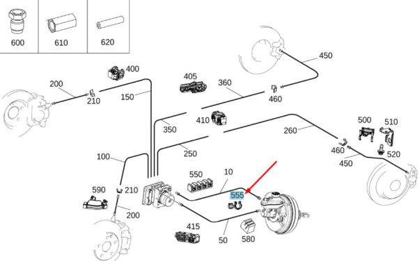 A0009952975 - New MB GLE W167 Hydraulic Unit Brakes Lines Spacer A0009952975