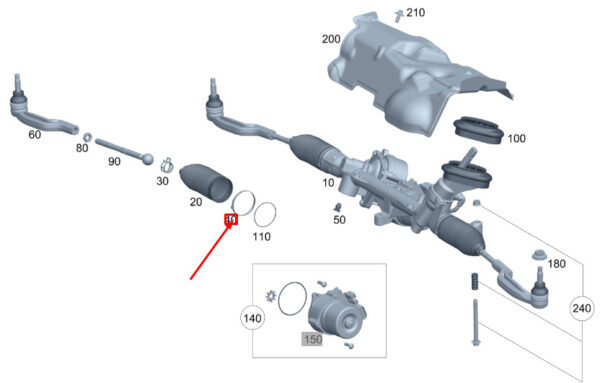 A0009957700 - New MB GLA H247 Steering Gear Inner Single-Rye Clamp A0009957700