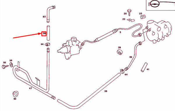 A0009974752 - MERCEDES-BENZ SL R107 STEERING HOSE LHD A0009974752 NEW GENUINE