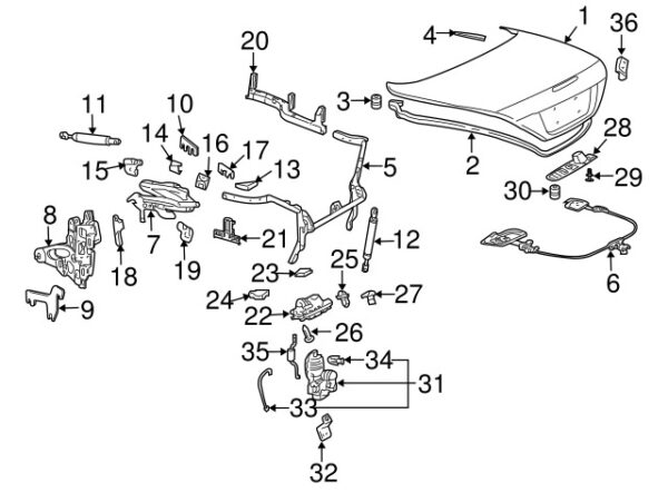 A0009981740 - Mercedes-Benz stop buffer for left rear lid A0009981740