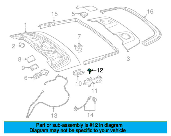 A0009981800 - Mercedes-Benz convertible roof storage compartment stop A0009981800