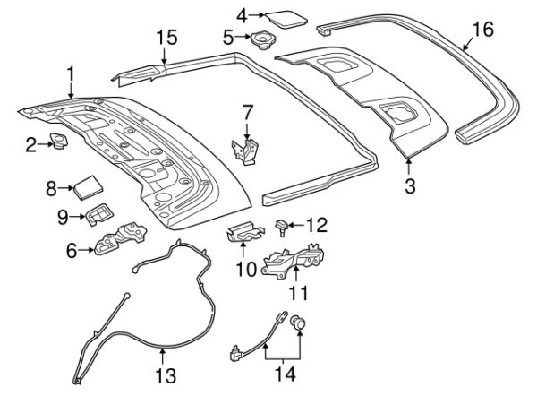 A0009981800 - Mercedes-Benz convertible roof storage compartment stop A0009981800