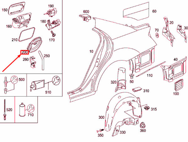 A0009983305 - NEW MB S W221 REAR FENDER TANK RECESS FEED-THROUGH GROMMET A0009983305 OEM