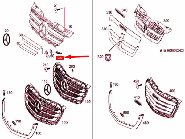 A0009985205 - NEW MERCEDES-BENZ SPRINTER W906 GRILLE GROMMET A0009985205 GENUINE