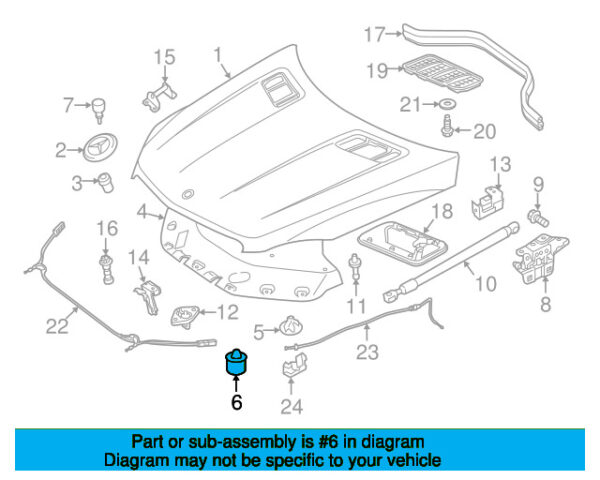 A0009987440 - Mercedes-Benz stop buffer front in center of bonnet A0009987440