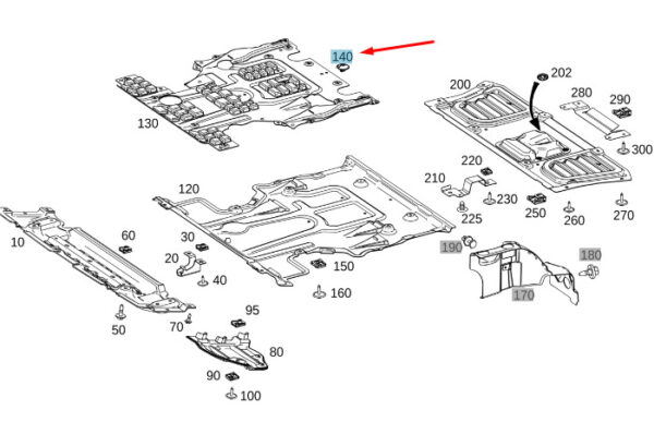 A0009987903 - NEW MERCEDES-BENZ GLE W167 UNDERBODY INSULATION MOUNTING A0009987903 ORIGINAL